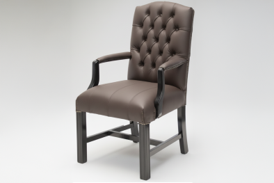 Genuine Full Leather Empire Button Armchair - D-Brown