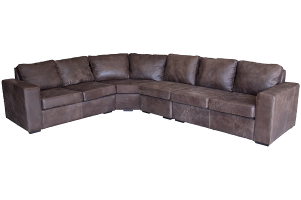 Genuine Full Leather Mod 6 Seater Corner Couch Special - Exotic W-Brown
