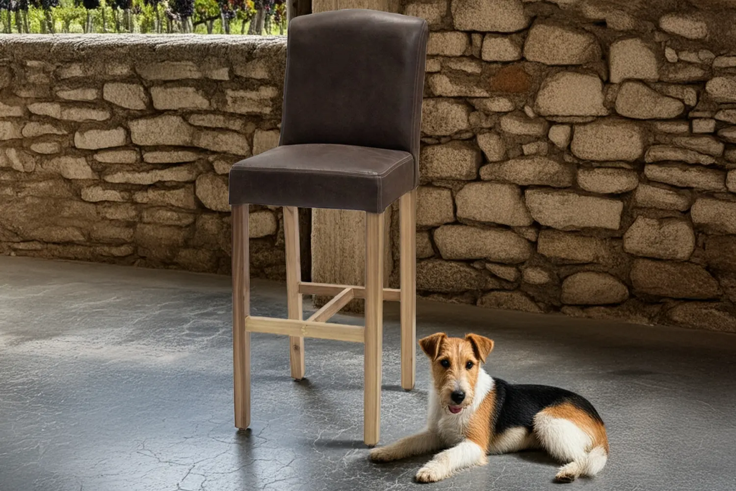 Genuine Full Leather Primo Blackwood Bar chair Exotic W/Brown