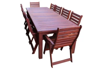 Solid Hardwood Teak 10 Seater Patio Dining Set Special (3200mm Table & 10 High back chairs)