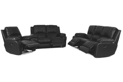 3 Piece 5 Action 6 Seater Recliners Black