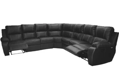 7 Seater Corner Black Recliner