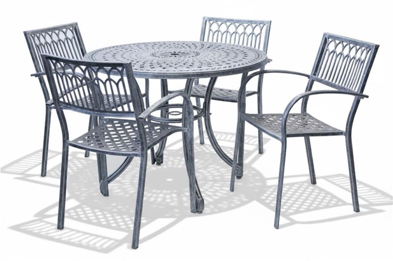 Aluminium Atlas 4 Seater Dining Set Special 1000mm Round