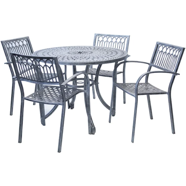 Aluminium Atlas 4 Seater Dining Set Special 1000mm Round