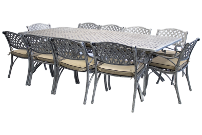 Aluminium Cottage 10 Seater Dining Set Special With Beige Cushions