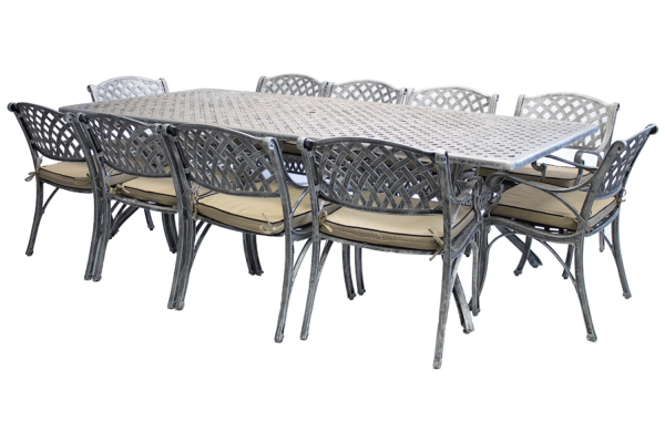 Aluminium Cottage 10 Seater Dining Set Special With Beige Cushions