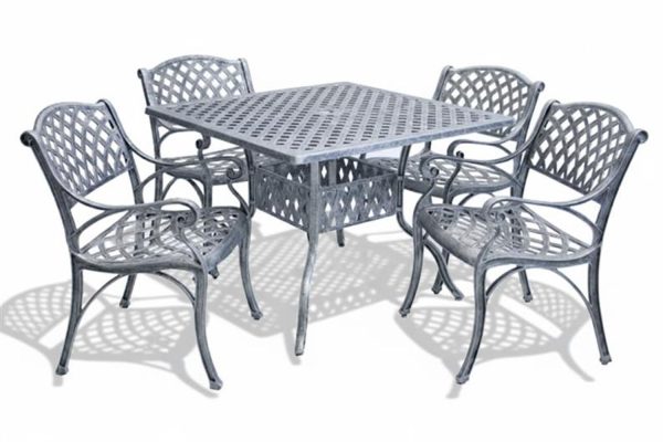 Aluminium Cottage 4 Seater Dining Set Special 1000mm Square