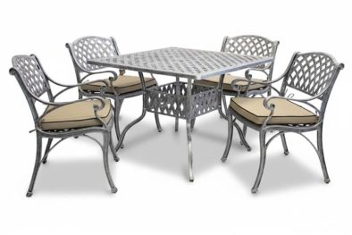 Aluminium Cottage 4 Seater Dining Set Special 1000mm Square with cushions