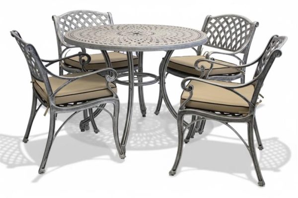 Aluminium Cottage 4 Seater Dining Set Special 1000mm round with cushions