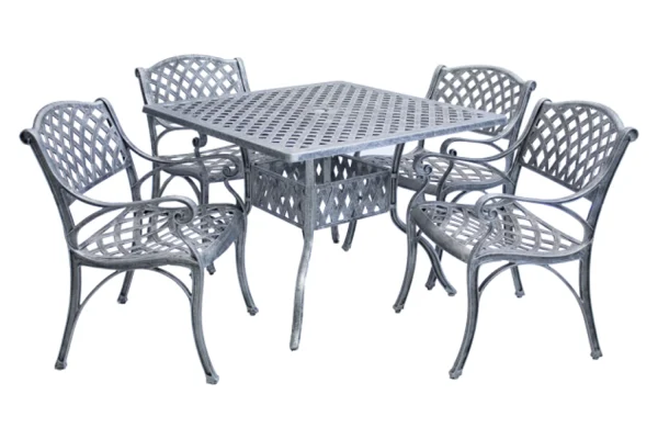 Aluminium Cottage 4 Seater Dining Set Special 1000mm Square