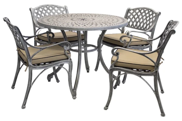 Aluminium Cottage 4 Seater Dining Set Special 1000mm round with cushions