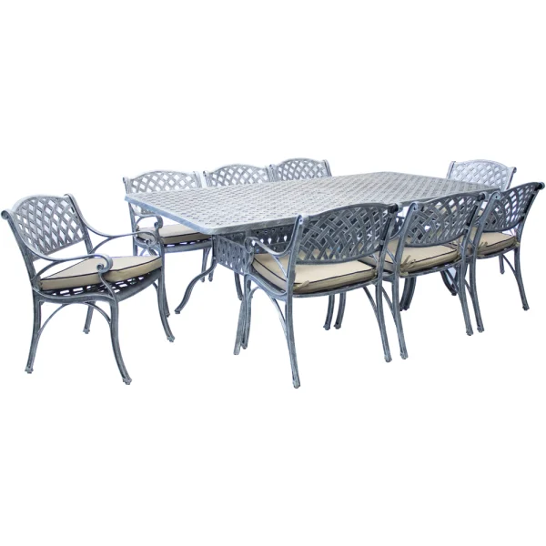 Aluminium Cottage 8 Seater Dining set with cushions