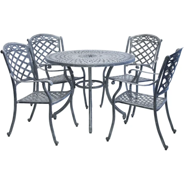 Aluminium Knight 4 Seater Dining Set Special 1000mm Round