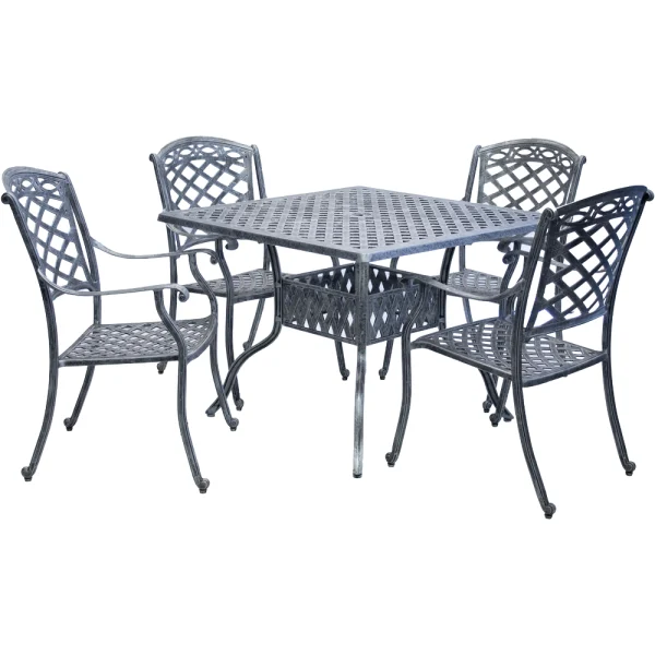 Aluminium Knight 4 Seater Dining Set Special 1000mm Square