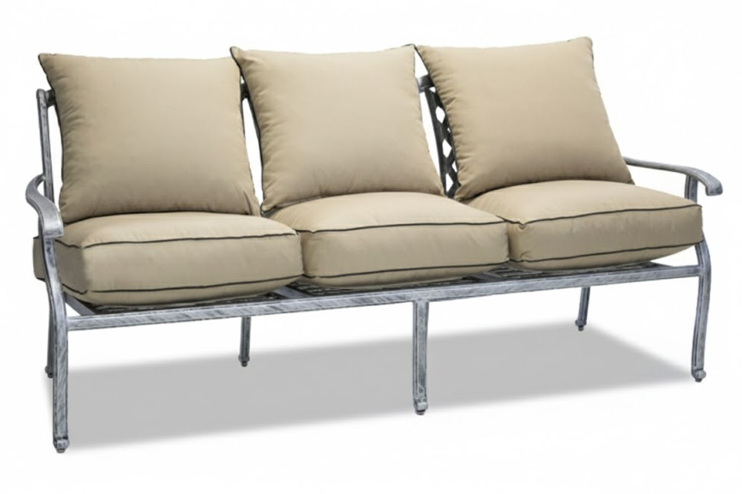 Aluminium-Morris-3-Seater-Silver-with-Beige-Cushions