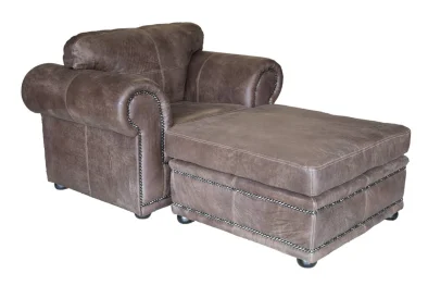 Genuine Full Leather Afrika Armchair with Ottoman – Exotic W.Brown