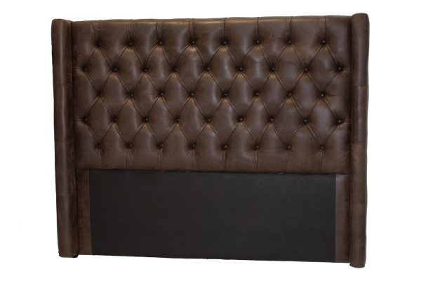 Genuine Full Leather Classic High King Headboard - Exotic Buffed Brown