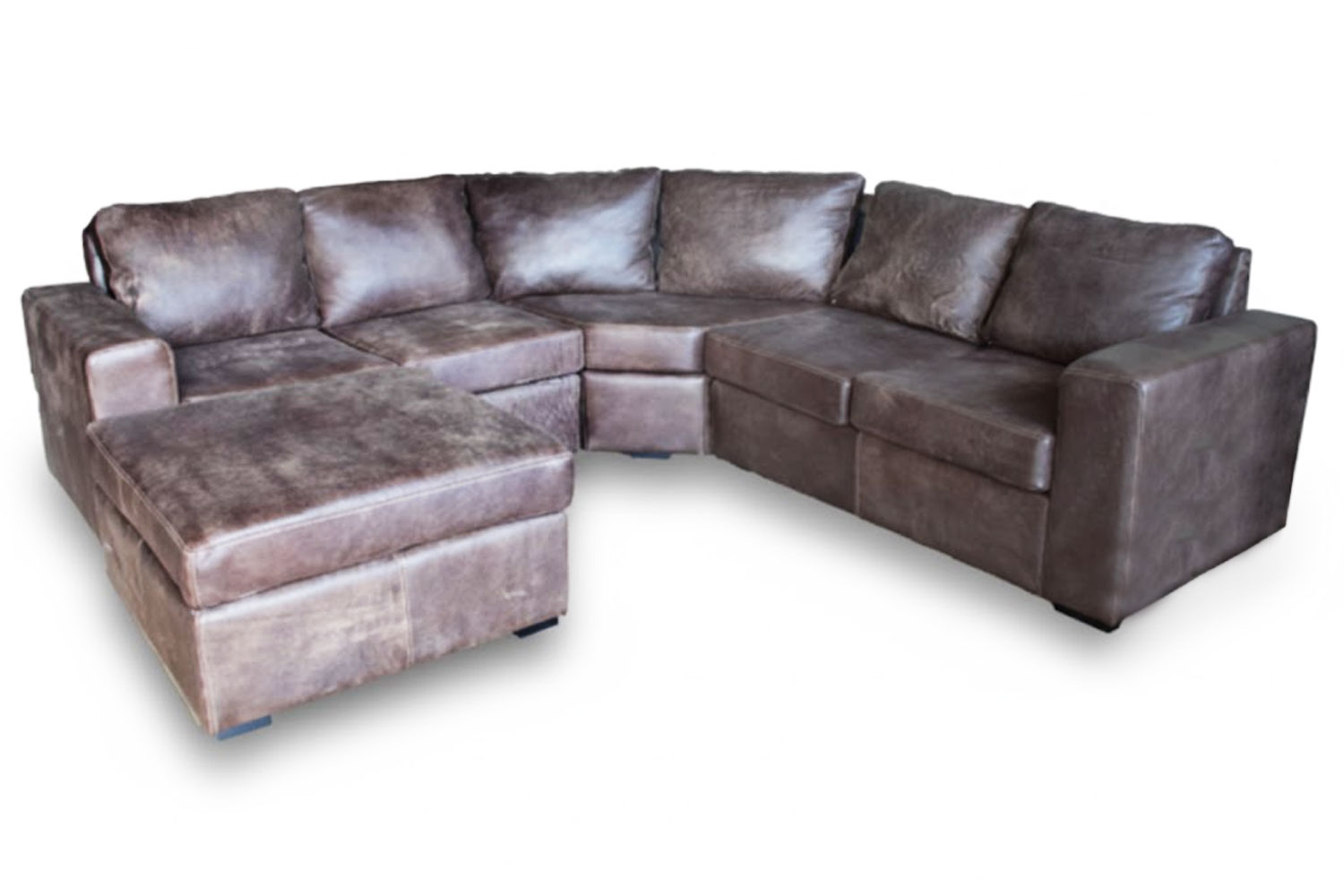 Genuine Full Leather Mod 5 Seater Corner Universal Chaise Set Special (modular ottoman) - Exotic W-Brown