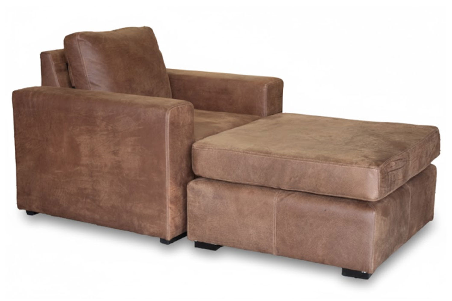 Genuine Full Leather Mod Armchair with Ottoman - Exotic W-Spice