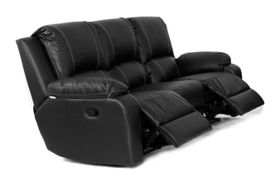 Genuine Full Leather Premier 3 Seater 2 Action Recliner with Console Black