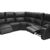 Genuine Full Leather Premier 5 Seater Corner Unit Special (2 Action) Black