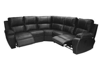 Genuine Full Leather Premier 5 Seater Corner Unit Special (2 Action) Black