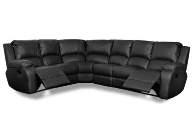 Genuine Full leather PREMIER 6 SEATER CORNER UNIT SPECIAL (2 ACTION) Black