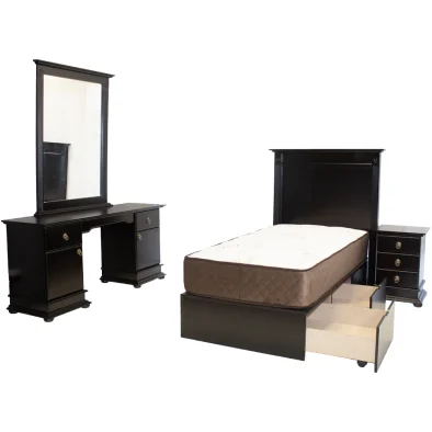 Grandeur 3 Piece 3/4 Bed Set Special (Single 3 Drawer bed + 3 drawer small pedestal+ Dresser) Painted Bordeaux (excl mattress)