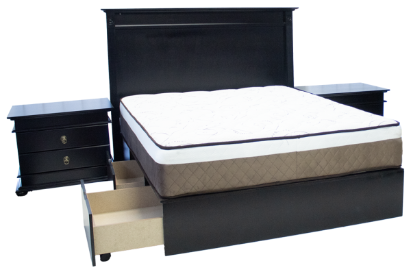 Grandeur 3 Piece Double Bed Set Special (Double 3 Drawer bed + 2 x 2 drawer Large pedestal) Painted Bordeaux (excl mattress)