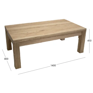 MOD Coffee Table (1400 x 800) Solid Cotton Wood with dimensions