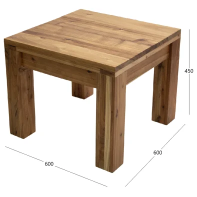 MOD Side Table (600 x 600) Solid Blackwood with dimensions