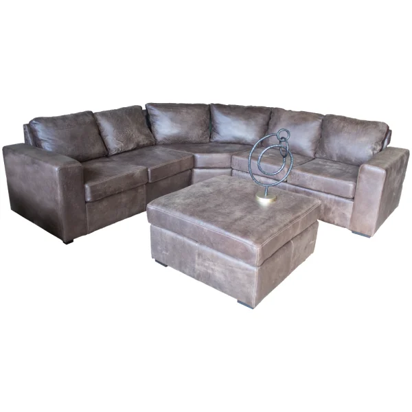 Mod 5 Seater corner Unit + Ottoman W-Brown