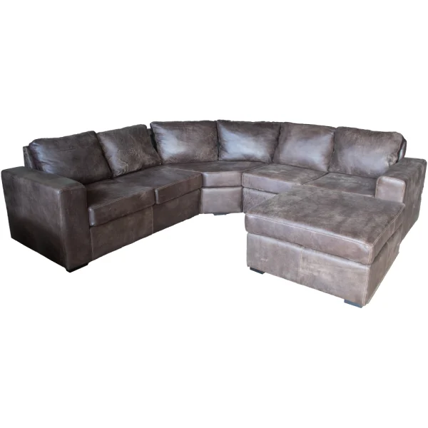 Mod 5 Seater corner Unit + Ottoman W-Brown RHF