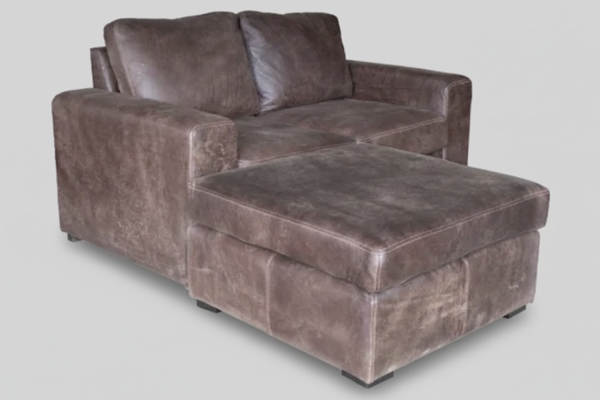 Mode 2 Seater chaise W-Brown Leather