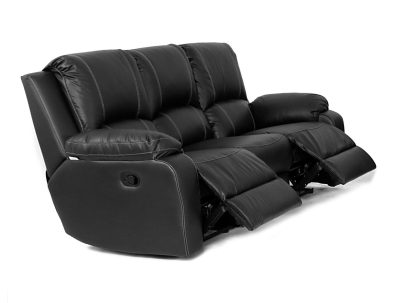 Genuine FULL LEATHER PREMIER 3 SEATER RECLINER (2 ACTION) Black