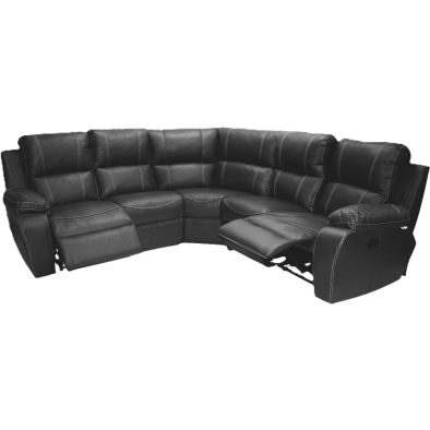 Genuine Full Leather  Premier 5 Seater Corner Unit Special (2 Action) Black