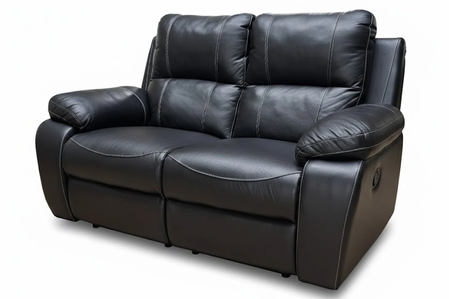 Premier Genuine Leather Recliner Sofa 2-Seater (Black) - Image 3