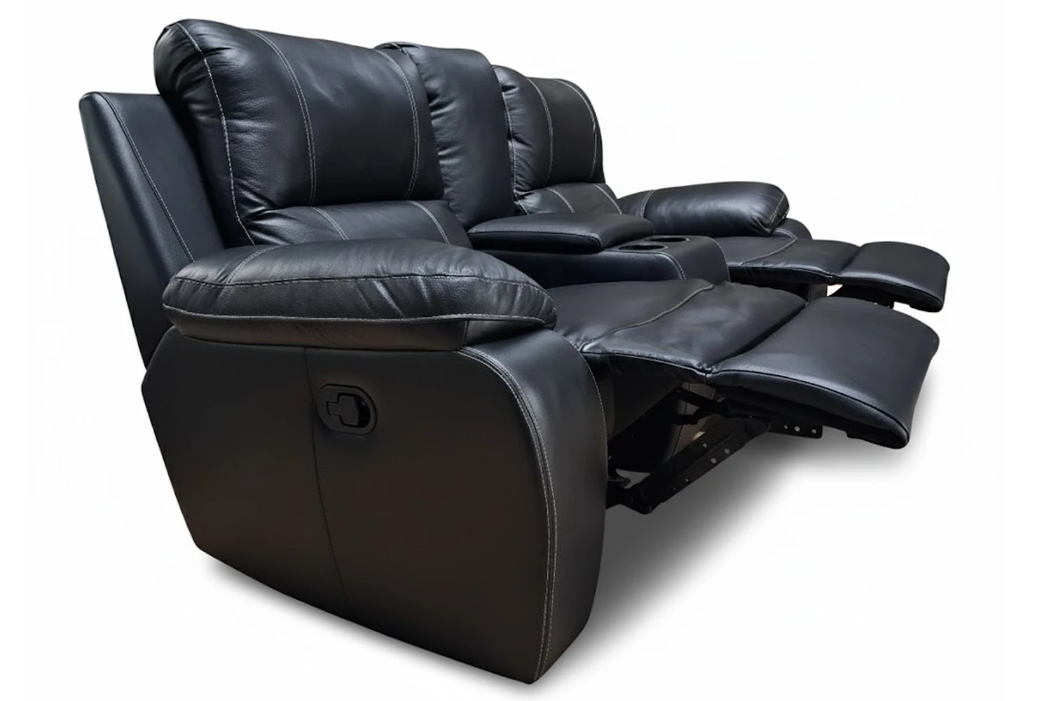 Premier Genuine Leather Recliner Sofa 2-Seater (Black)