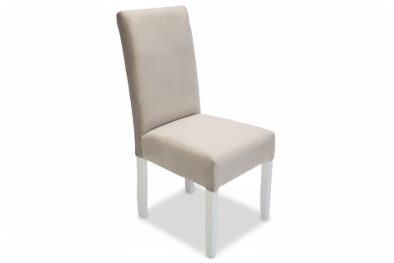 Solo Dining Chair Velvet French Vanilla with White Legs
