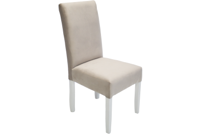 Solo Dining Chair Velvet French Vanilla with White Legs