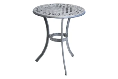 Aluminium 2 Seater Dining table 600mm round Silver on Black
