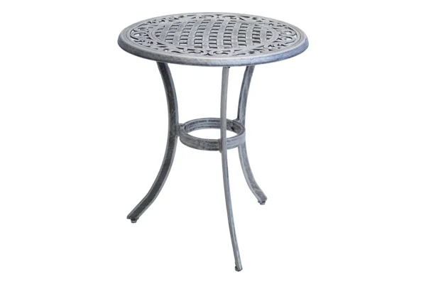 Aluminium 2 Seater Dining table 600mm round Silver on Black