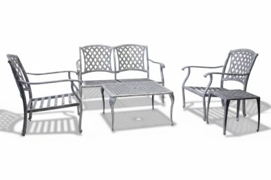 Aluminium Morris 4 Seater 5 Piece Silver Set