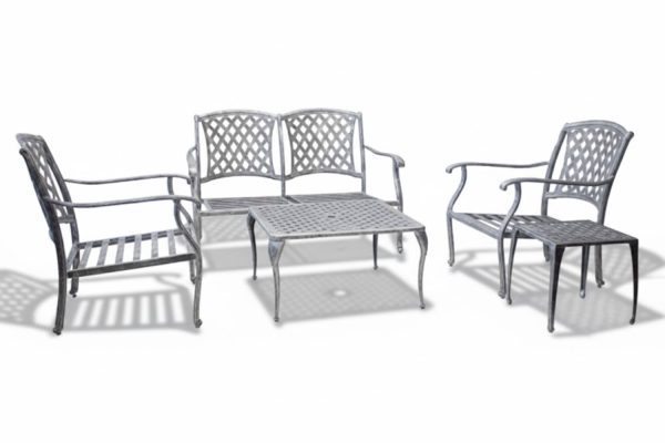 Aluminium Morris 4 Seater 5 Piece Silver Set