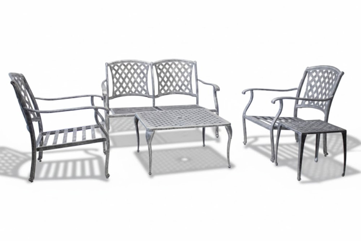 Aluminium Morris 4 Seater 5 Piece Silver Set