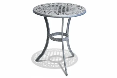 Aluminium Dining Table 2-Seater 600mm Round (Silver on Black)