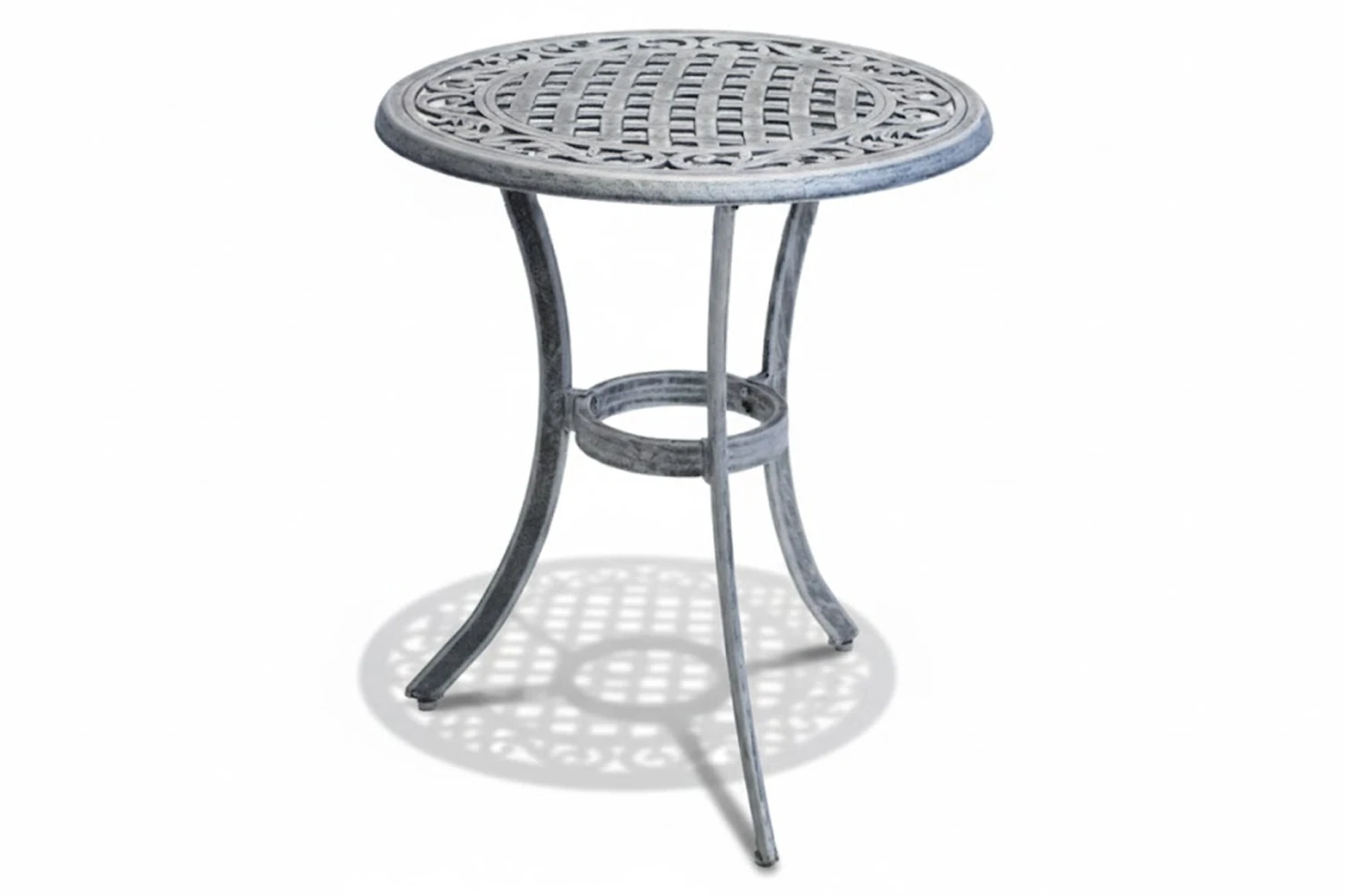 Aluminium Dining Table 2-Seater 600mm Round (Silver on Black)