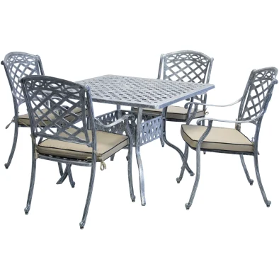 Aluminium Knight 4 Seater Square Dining Set Special with cushions