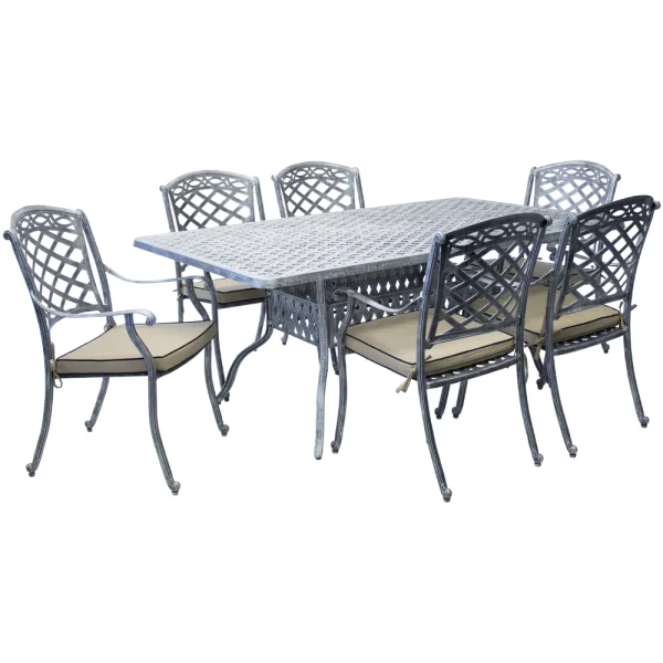 Aluminium Knight 6 Seater Dining Set Special with cushions