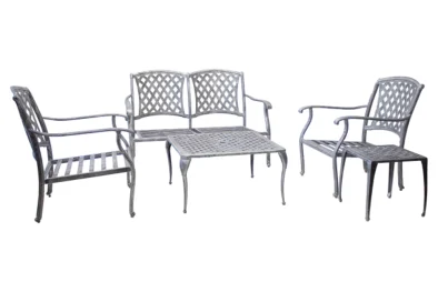 Aluminium Morris 4 Seater 5 Piece Silver Set